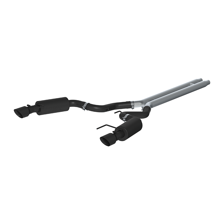 Image of MBRP 3 Inch Cat Back Exhaust System For 15-17 Ford Mustang GT 5.0 Convertible Dual Split Rear Street Version 4.5 Inch Tips Black S7239BLK